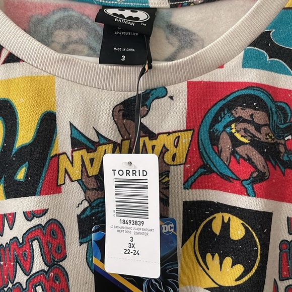 NWT Torrid Warner Bros. Batman Retro Comic Cozy Fleece Crew Neck Sweatshirt - Picture 6 of 7